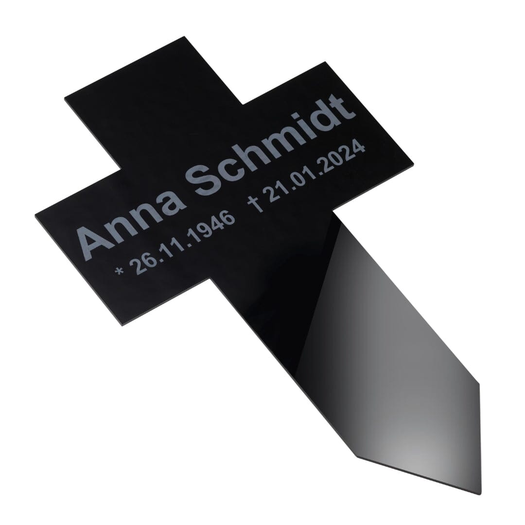 Grabkreuz aus Acrylglas mit Namen - kreuzkreativ