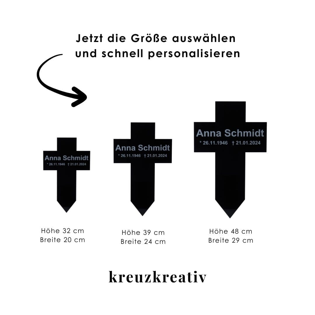 Grabkreuz aus Acrylglas mit Namen kreuzkreativ 