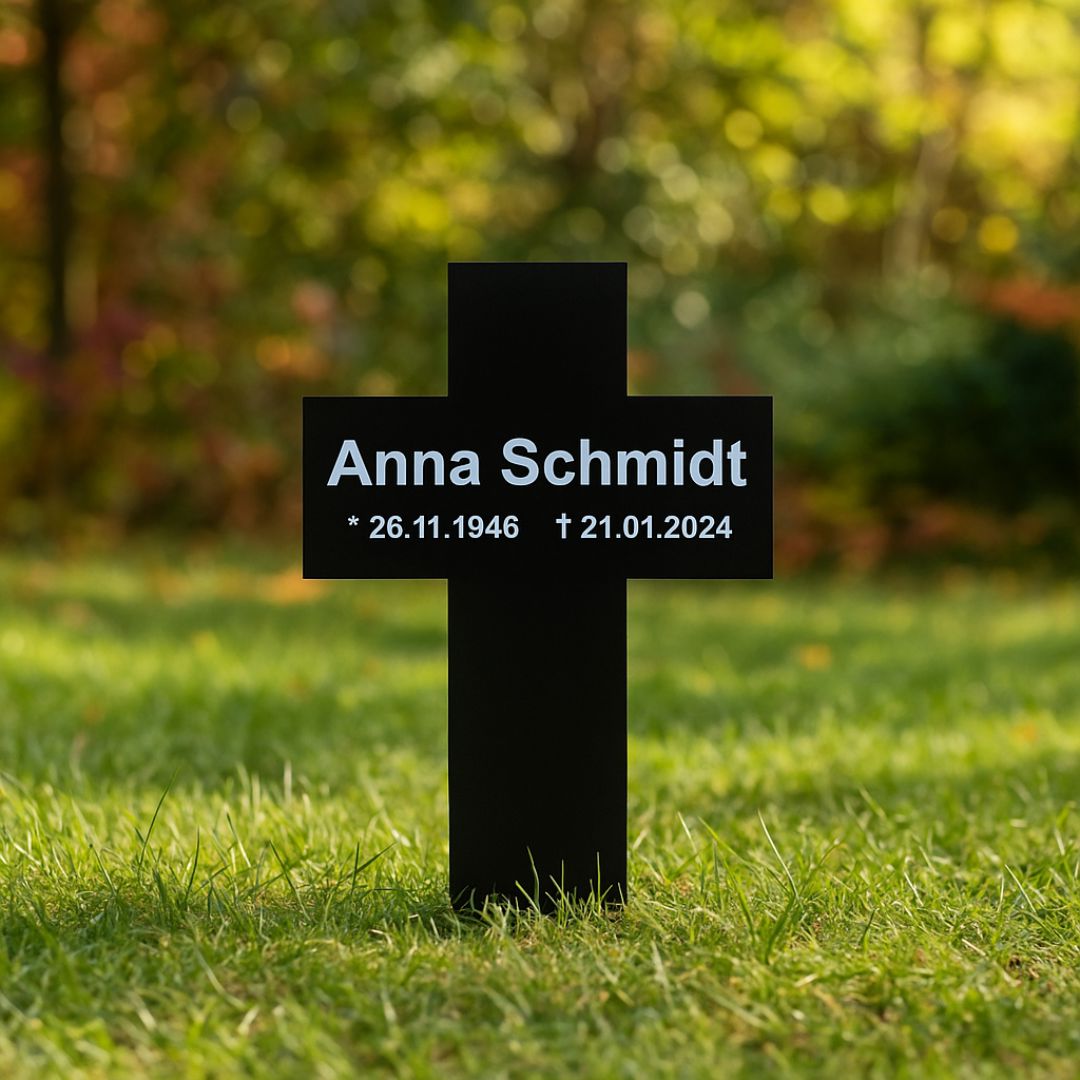 Grabkreuz aus Acrylglas mit Namen - kreuzkreativ