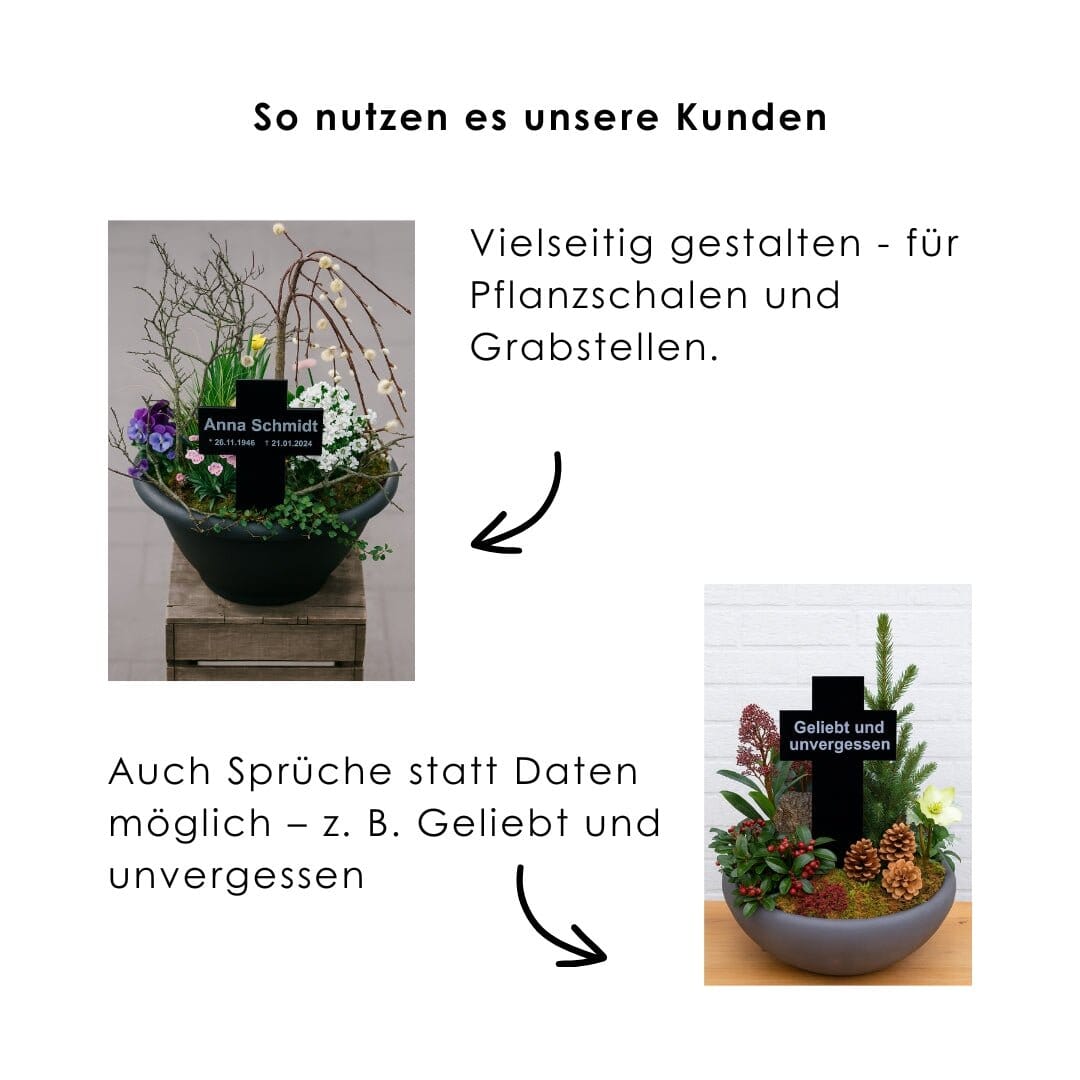 Grabkreuz aus Acrylglas mit Namen kreuzkreativ 