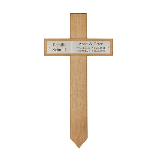 Grabkreuz aus Eiche für Eheleute kreuzkreativ 