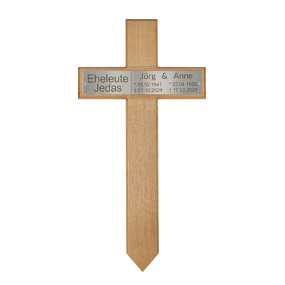 Grabkreuz aus Eiche für Eheleute kreuzkreativ 