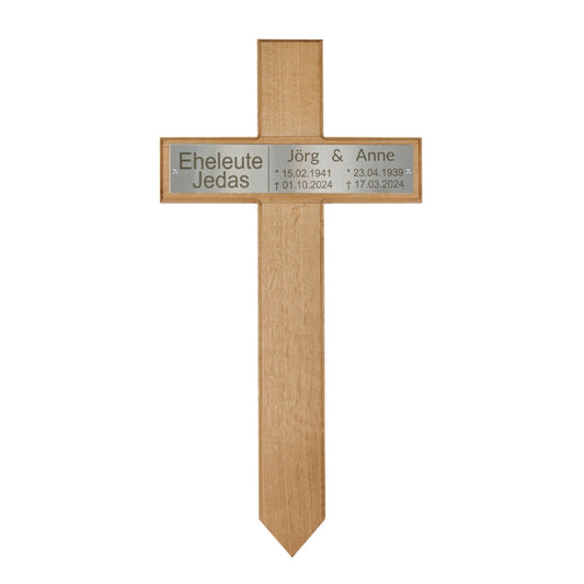 Grabkreuz aus Eiche für Eheleute kreuzkreativ 