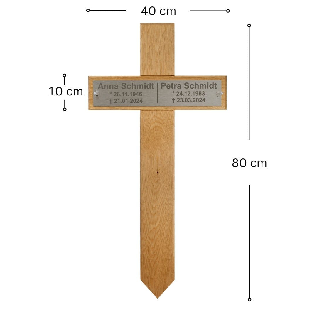 Grabkreuz aus Eiche für zwei Personen kreuzkreativ 