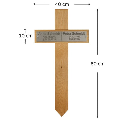 Grabkreuz aus Eiche für zwei Personen kreuzkreativ 
