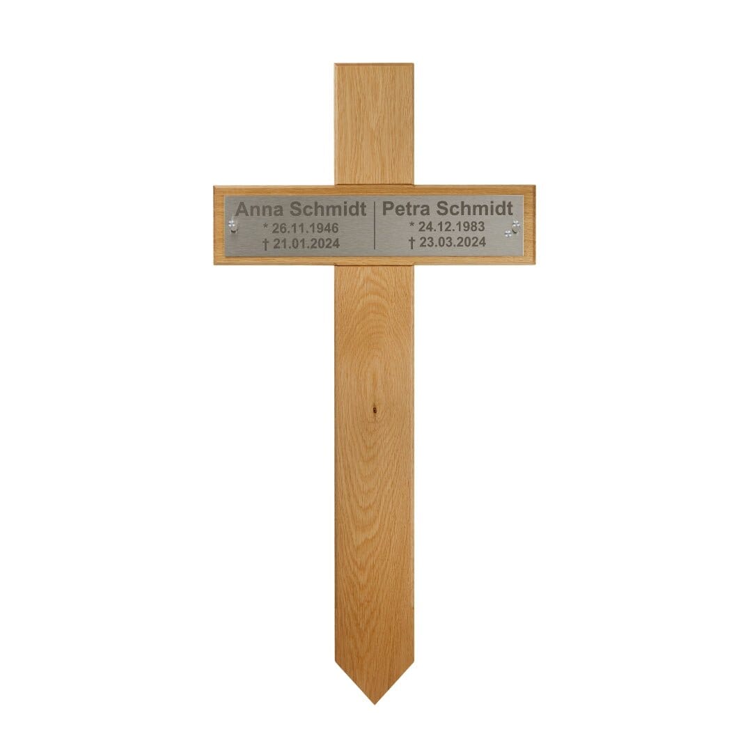 Grabkreuz aus Eiche für zwei Personen kreuzkreativ 