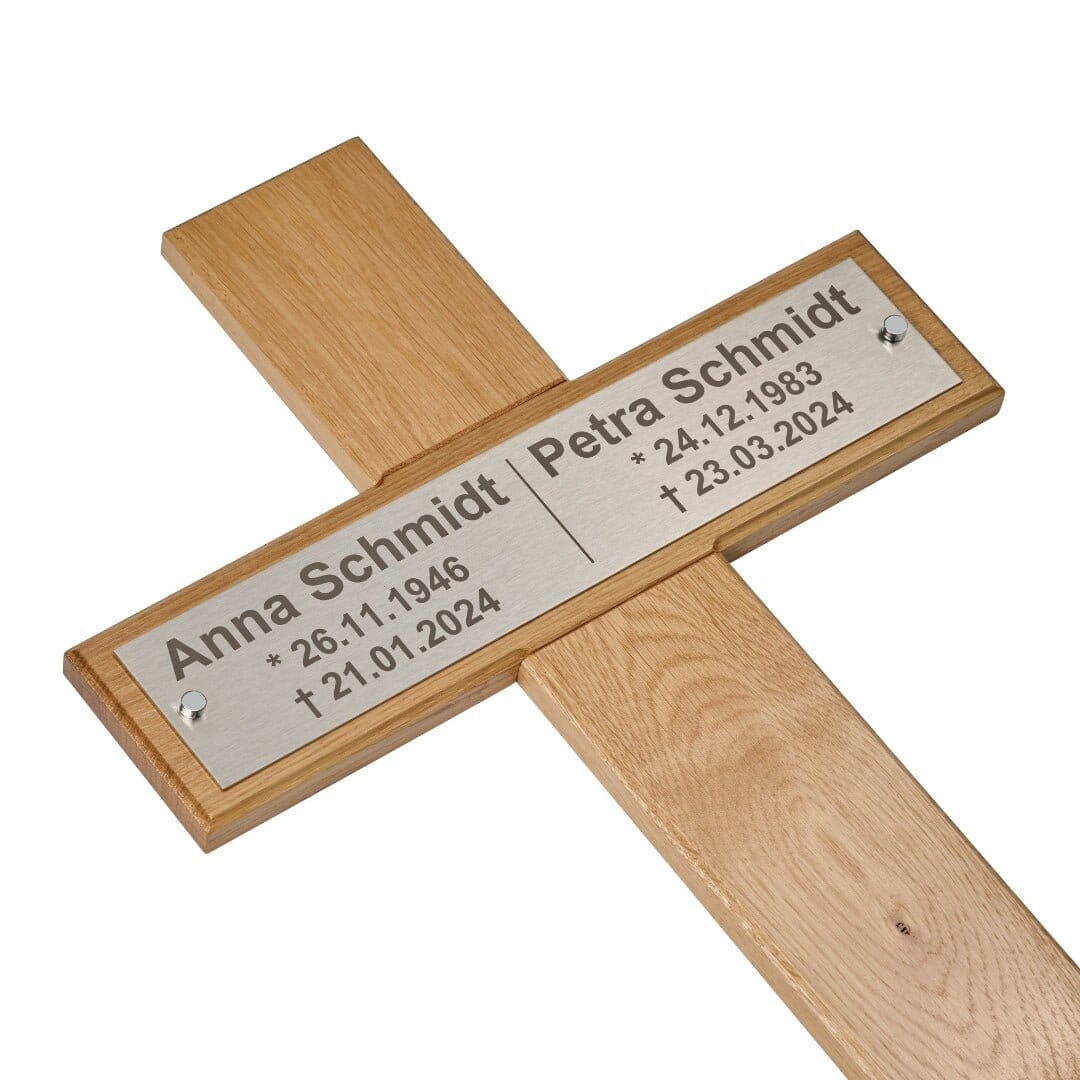 Grabkreuz aus Eiche für zwei Personen kreuzkreativ 