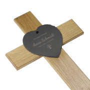Grabkreuz aus Eiche mit Schieferherz kreuzkreativ 