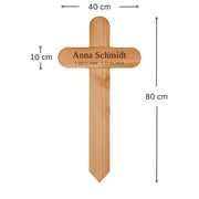 Grabkreuz aus Holz mit Namen (rund) kreuzkreativ 