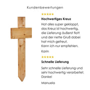 Grabkreuz aus Holz mit Namen und Motiv kreuzkreativ 
