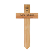 Grabkreuz aus Holz mit Namen und Motiv kreuzkreativ 