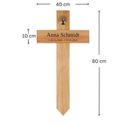 Grabkreuz aus Holz mit Namen und Motiv kreuzkreativ 