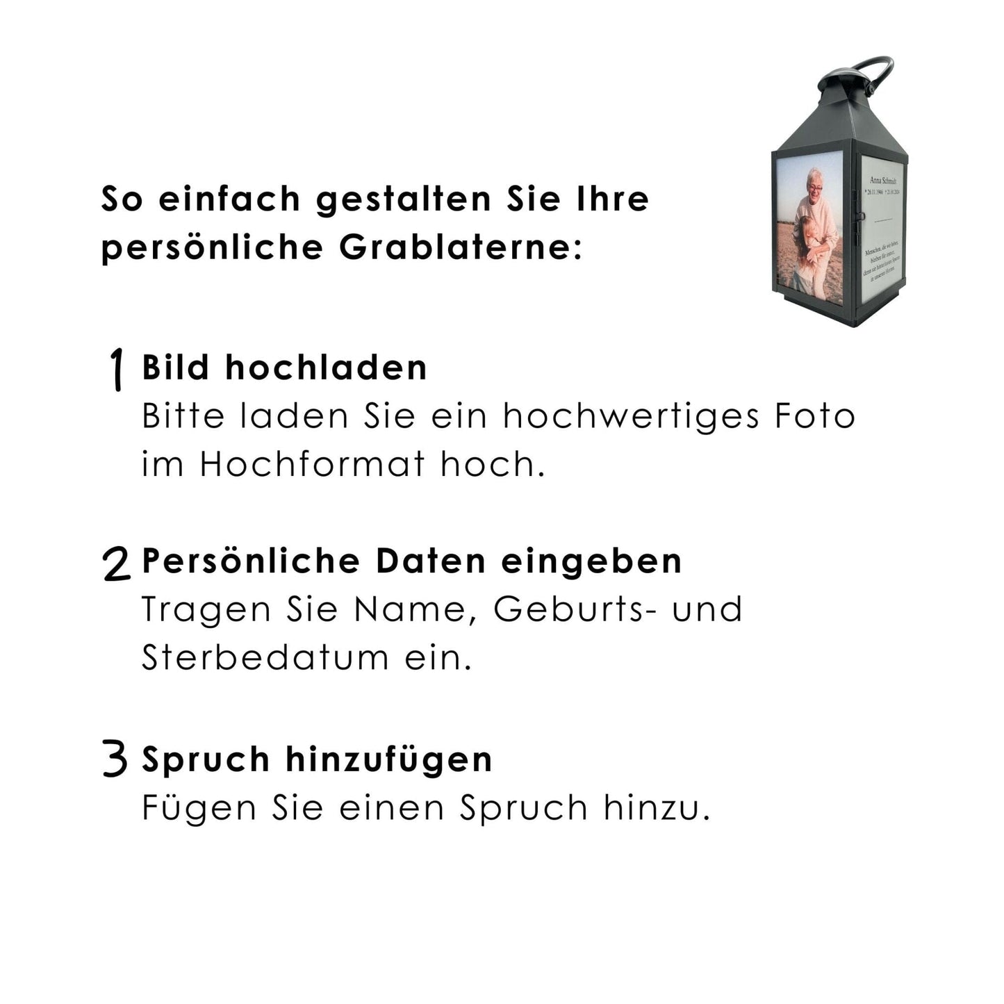 Grablaterne mit Foto und Spruch kreuzkreativ 