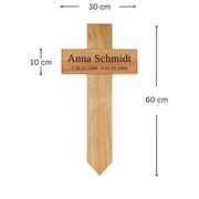 Kleines Grabkreuz aus Holz mit Namen (eckig) kreuzkreativ 