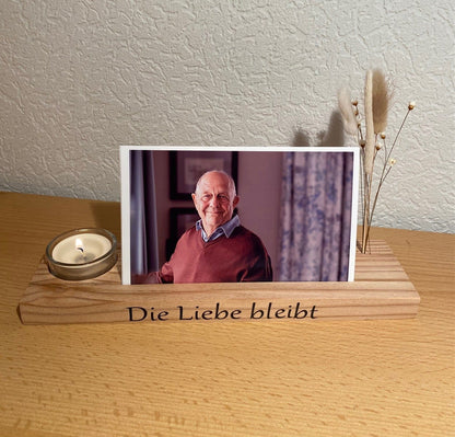 Personalisierte Bilderleiste mit Teelicht und Trockenblumen Mein Shop 