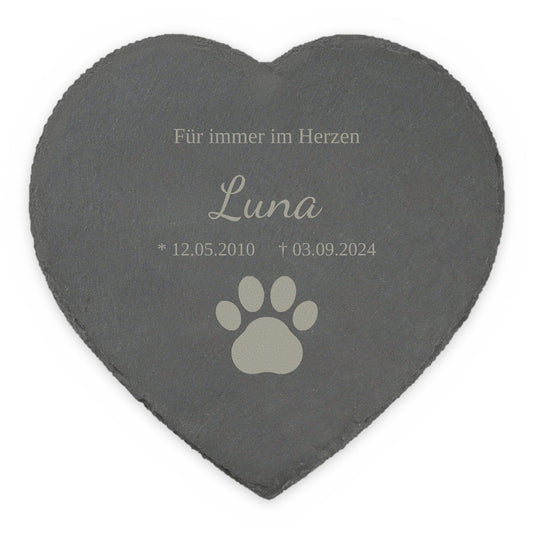 Personalisierte Gedenktafel aus Schiefer für Tiere - kreuzkreativ