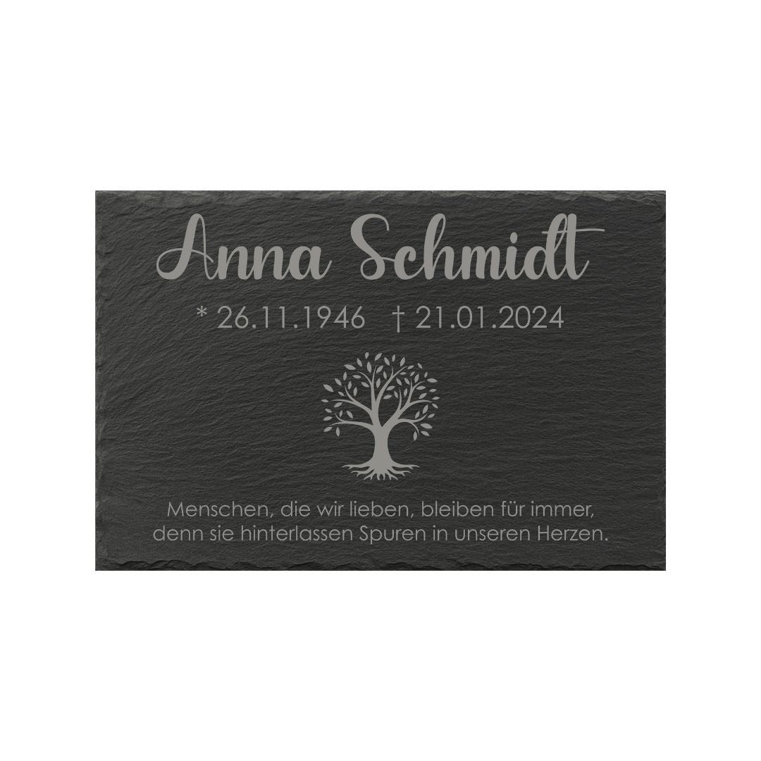 Personalisierte Gedenktafel aus Schiefer (Rechteck) - kreuzkreativ
