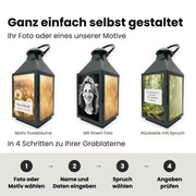 Personalisierte Grablaterne mit Foto oder Motiv kreuzkreativ 