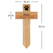 Tier-Grabkreuz aus Holz mit Namen kreuzkreativ 