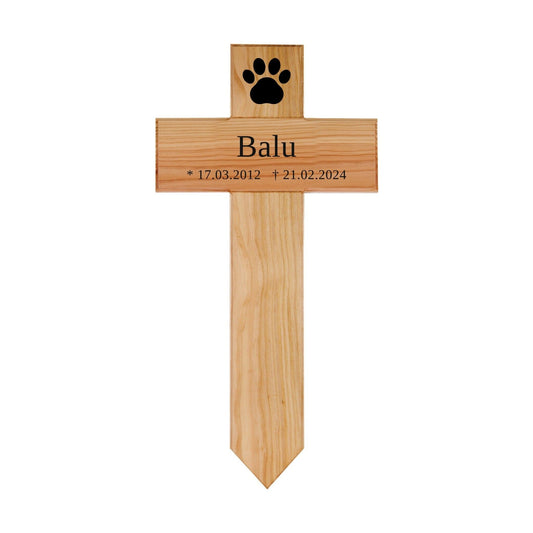 Tier-Grabkreuz aus Holz mit Namen kreuzkreativ 