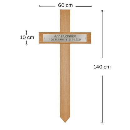 XL Grabkreuz aus Eiche mit individueller Edelstahlgravur Mein Shop 