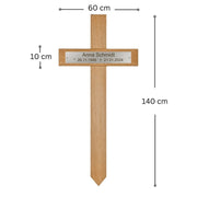 XL Grabkreuz aus Eiche mit individueller Edelstahlgravur - kreuzkreativ
