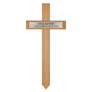XL Grabkreuz aus Eiche mit individueller Edelstahlgravur - kreuzkreativ