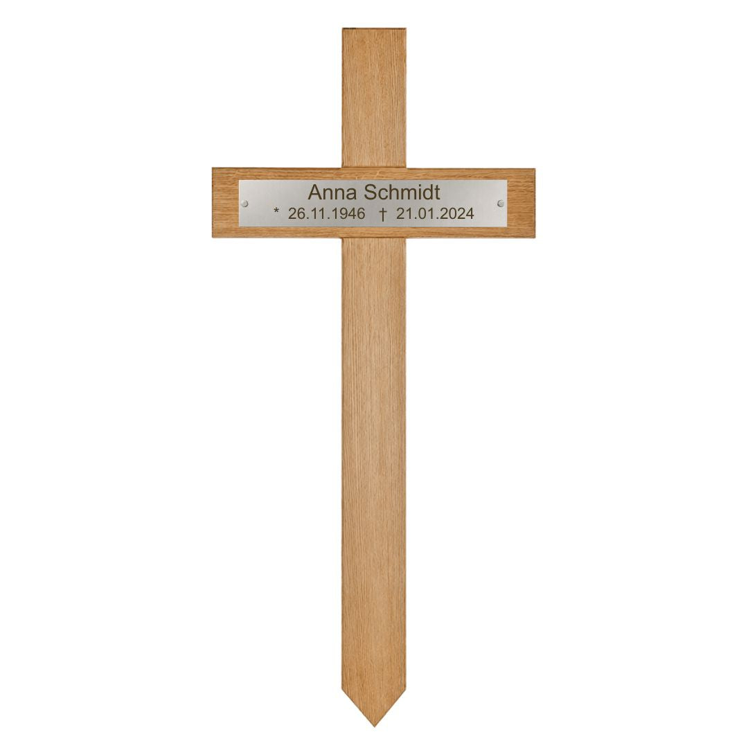XL Grabkreuz aus Eiche mit individueller Edelstahlgravur Mein Shop 