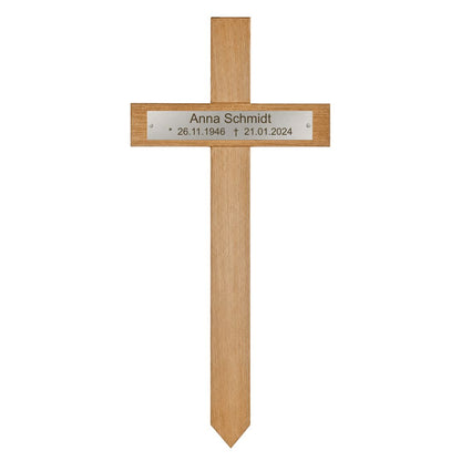 XL Grabkreuz aus Eiche mit individueller Edelstahlgravur Mein Shop 