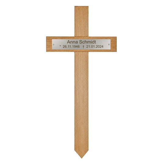 XL Grabkreuz aus Eiche mit individueller Edelstahlgravur Mein Shop 