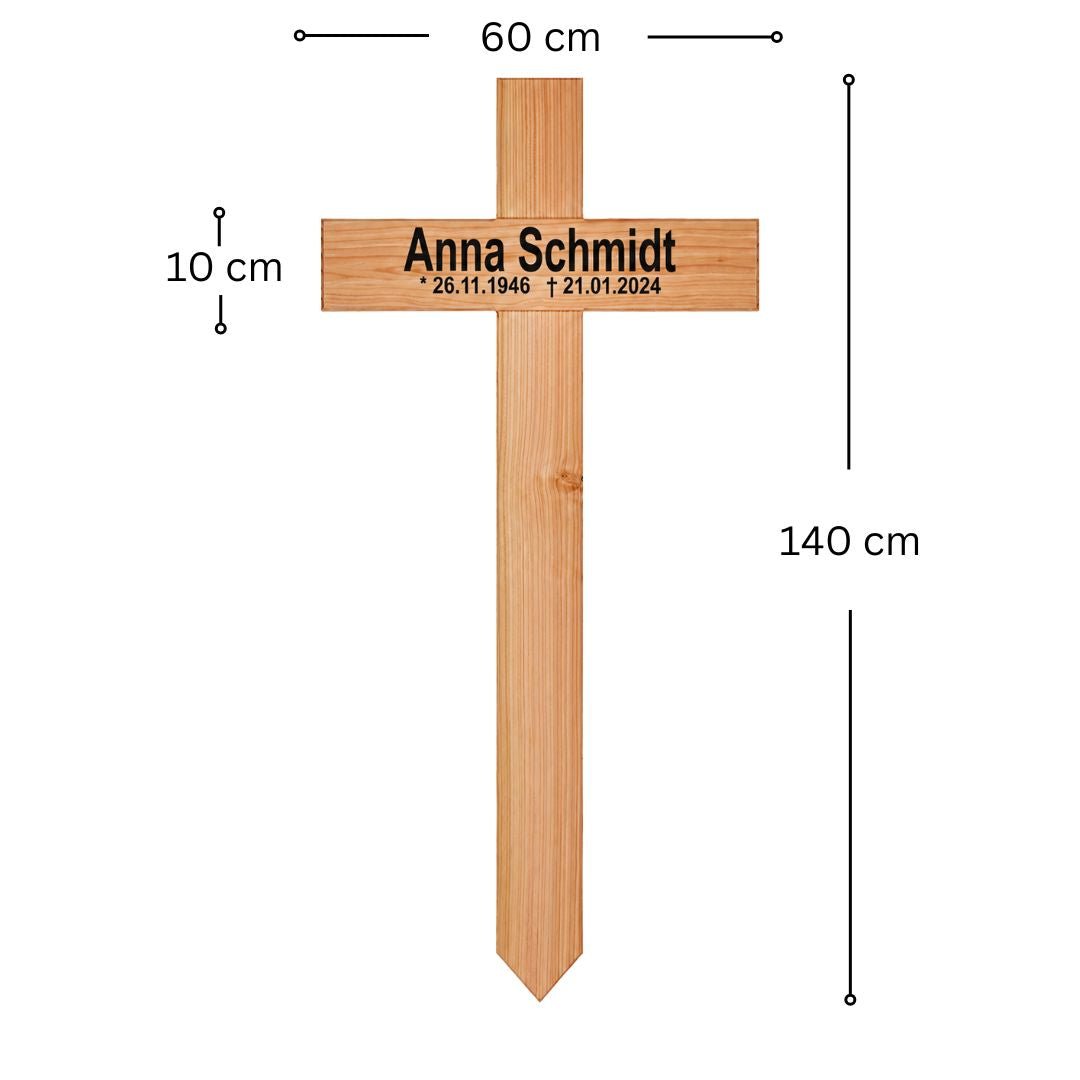 XL Grabkreuz aus Holz mit Namen - kreuzkreativ
