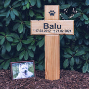 Tier - Grabkreuz aus Holz mit Namen - kreuzkreativ